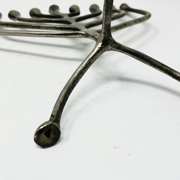 Vintage Sculptural Bronze Hanukkah Menorah MCM Abstract Brutalist Modernist - Picture 7 of 7